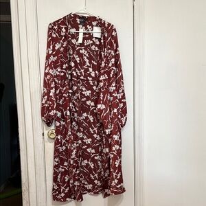 Floral Red and White Dress